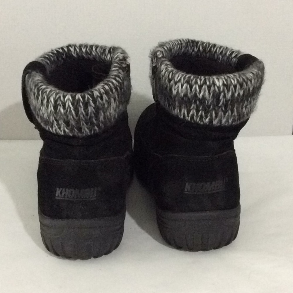 Size 7  Khombu "Laura" Black Ankle Booties - Suede Winter/Snow Boots - Picture 3 of 8